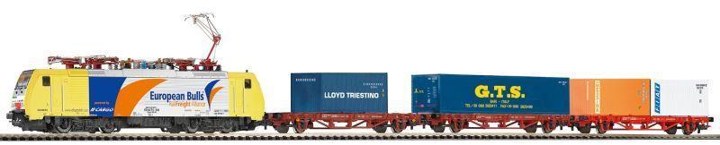 PIKO 57182 STARTER SET CONTAINER TRAIN BR 189 W 3 CONT.FS