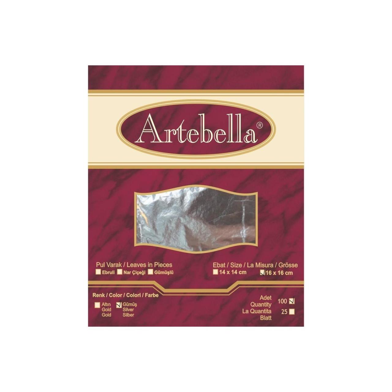 Artebella  Gümüş Varak Transferi 16X16Cm - 100 Yaprak