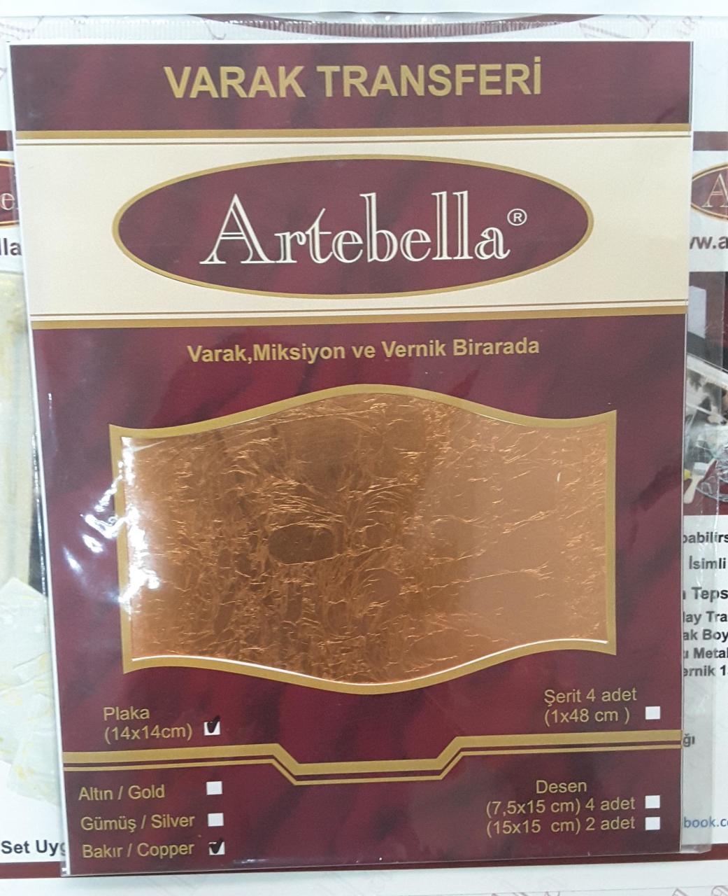 Artebella Bakır Varak Transferi Kalın Plaka 14X14Cm - 6 Plaka